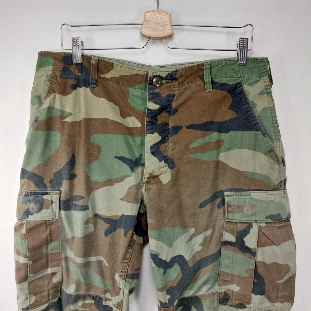 Military Pants Mens 33x30 Cargo Camouflage M81 Woodland Army Green Brown Relaxed - Picture 4 of 16